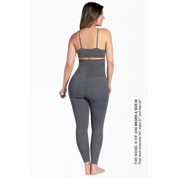 Curveez High Waist Shaping Leggings Sz Large Gray CUR48819 Compression Slimming - Picture 3 of 7
